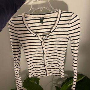 Long Sleeve Striped Crop Top